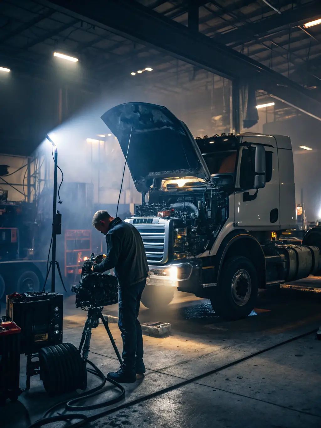 A clean and organized repair shop with state-of-the-art equipment, highlighting the company's commitment to quality.